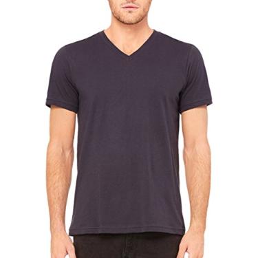 Imagem de Camiseta Bella + Canvas unissex de manga curta e gola V, Dark Grey, Small