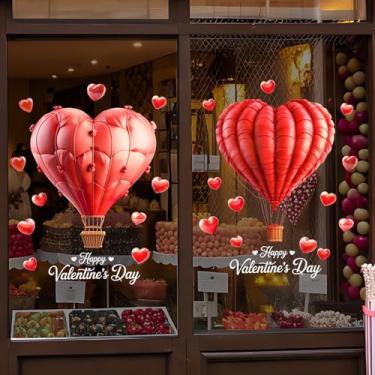 Imagem de 1 peça adesivo grande para janela de dia dos namorados adesivos românticos adesivos reutilizáveis para janela de dia dos namorados para vidro para festa em casa, escritório, decoração de sala