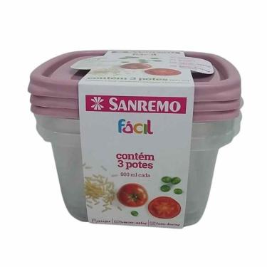 Imagem de Kit Pote 800ml Sanremo Com 3 Ref. Sr125/3c