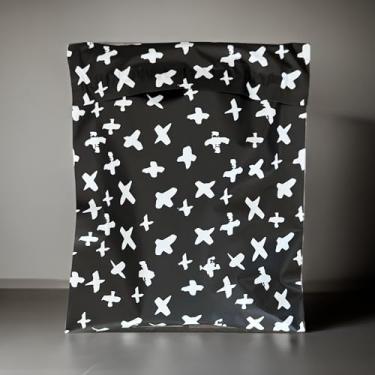 Imagem de Envelopes de poliéster de designer – padrão abstrato preto e branco – 35 x 48 cm, sacos de envio autovedantes, à prova d'água, resistentes a rasgos para pequenas empresas e comércio eletrônico (pacote
