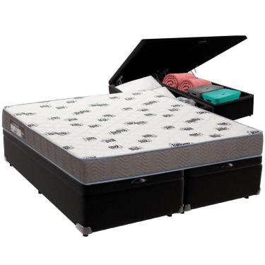 Imagem de Cama Box Baú Preto E Colchão Light Espuma D33 Queen Ortobom