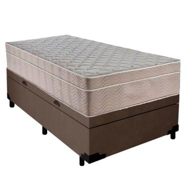 Imagem de Cama Box Baú Suede Solteiro + Colchão Sereneprime Molas Ensacadas 88x188x69 Marrom