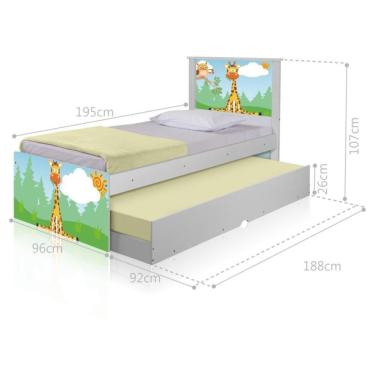 Imagem de Bicama Juvenil Adesivada Safari Girafa Com Colchões