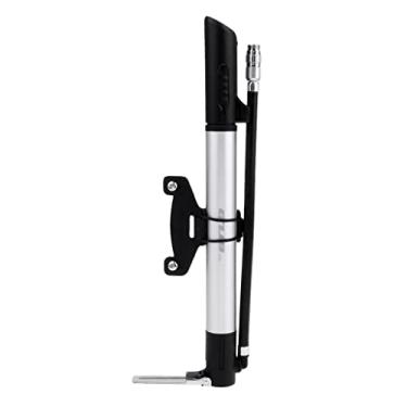 Imagem de Bomba de ar portátil para bicicleta 120 PSI cilindro único | Acessório de ciclismo de peso bico americano e francês | Pedal dobrável e design de alça em T | Serve para bicicletas de montanha