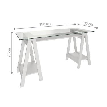 Imagem de Escrivaninha Com Vidro Temperado Kentucky Branco