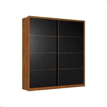 Imagem de Guarda Roupa Casal 2 Portas Madri Nogueira Preto