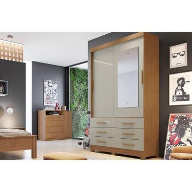 Imagem de Guarda Roupa 2 Portas (1 C- Espelho) E 6 Gavetas Buriti-jequitibá Cumaru-fendi
