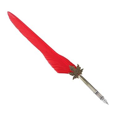 Imagem de Naroote Caneta de Pena Vintage, Caneta de Ponta de Imersão, de Pena retrô, Professor de Família para Namorada, Namorado, Presente, Amigos (vermelho (B))