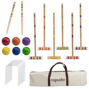 Imagem de ropoda Six-Player Croquet Set with Wooden Mallets, Colored Balls, Sturdy Carrying Bag for Adults &Kids, Perfect for Lawn,Backyard,Park and More
