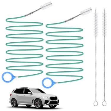 Imagem de 4 peças de ferramenta de limpeza de drenagem de teto solar, escova de limpeza de tubo flexível de 118 pol, ferramenta de desentupimento de dreno, limpador de ralo de teto solar com 2 peças de escovas