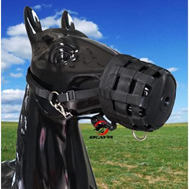 Imagem de Phefop Focinho de Pastoreio, Tecido de Nylon Espesso, Focinho Anti-mordida Com Almofada de Couro PU para Cavalos, Perfeito para Idosos e Atividades Equestres (#1)