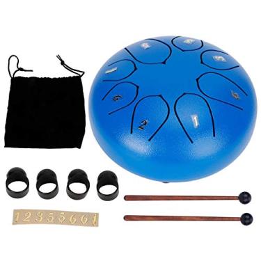 Imagem de Tambor de língua de 6 polegadas, tambor etéreo de 8 tons com instrumento de percussão de baqueta (Azul)