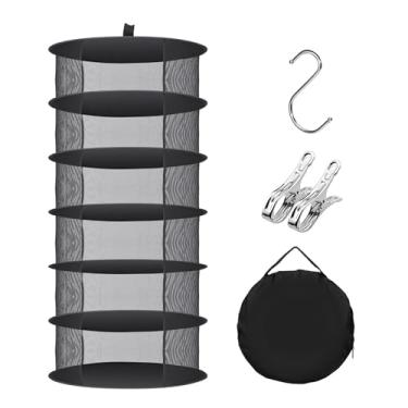 Imagem de Huolacove Rack de secagem de ervas pendurado rede de secagem dobrável com 2 clipes de aço inoxidável e gancho para plantas hidropônicas, flores, roupas, ervas, secador dobrável de malha seca (6