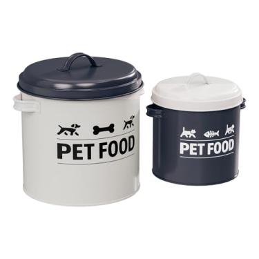 Imagem de Ioensy Conjunto de 2 recipientes para guardar petiscos de cachorro e gato com tampa. e ideal para de cozinha.