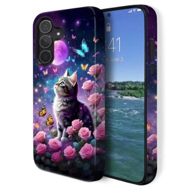 Imagem de GUYBFADFG Compatível com Samsung Galaxy A15 5G, capa de telefone resistente à prova de choque de camada dupla, rosa gatinho