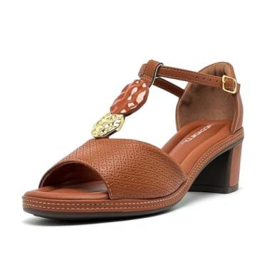 Imagem de Sandália Feminina Salto Médio Conforto Pedrarias Piccadilly