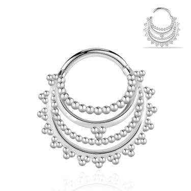 Imagem de Maxbott Anel de septo 16G 8 mm Anel de segmento articulado Argola Daith Rook Conch Helix Tragus Anéis de nariz Aço Cirúrgico Septo Clickers Ear Piercings Joias, 8mm, Aço inoxidável, aço inoxidável