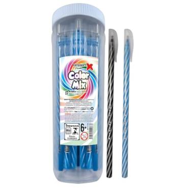 Imagem de Color Mix Canetas Esferográficas Spiro Espiral, Azul e Preto, Ponta 0.7mm, Kit com 24 Unidades