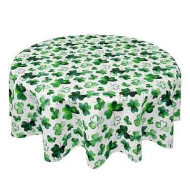 Imagem de Happy St.Patrick's Toalhas de mesa redondas trevo de 152 cm capa redonda de trevo verde lavável capa de mesa decorativa para jantar, cozinha, festa, piquenique, fazenda, ao ar livre