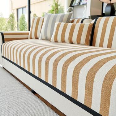 Imagem de Capa de sofá em forma de U, capa de sofá secional para sofá de 4,5 cm, 3,5 cm, 4, capas de sofá de canto, secionais, antiderrapante, cáqui, 110 x 110