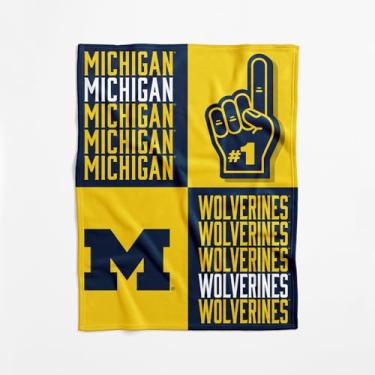 Imagem de Cobertor para bebê NCAA Michigan Wolverines oficialmente licenciado, 101 x 127 cm, poliéster leve e macio, design dominó