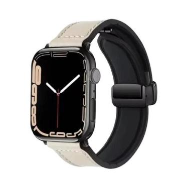 Imagem de Pulseira De Couro Magnética Para Apple Watch De 49mm 44 45 42mm 40 46 