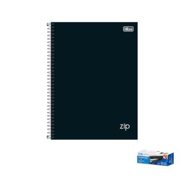 Imagem de Kit Caderno Universitário Capa Dura Zip Preto 10 Matérias 160 Folhas e Grampeador Metallic C-15