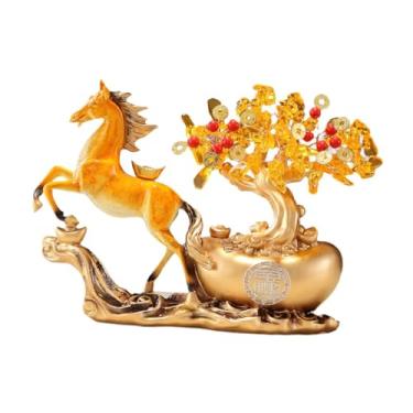 Imagem de Generic Estatueta de cavalo em resina, ornamento Feng Shui, escultura de animal para mesa, escritório, lareira, festa, presente para amantes de Feng Shui, Laranja