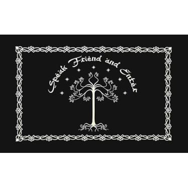 Imagem de SQsqsq Capacho de boas-vindas Speak Friend and Enter Tapete de porta de entrada ao ar livre Tapete de banho decorativo tapetes frontais cozinha varanda decoração de casa 40 x 61 cm