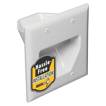 Imagem de DATA COMM Electronics 45-0002-UWH Cabo de placa de parede embutida de 2 gangs de baixa tensão, oculta fios AV escondidos atrás da TV montada na parede, home theater, orientação para cima/baixo