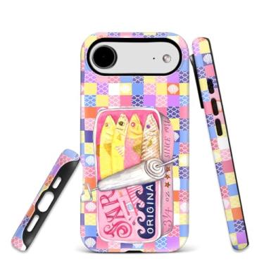 Imagem de HCTYKHVTYS Capa para iPhone 17 Air, proteção de 2 camadas com silicone TPU e capa rígida de policarbonato, antiqueda, fosco e resistente ao desgaste - Latas de sardinha no tabuleiro de xadrez