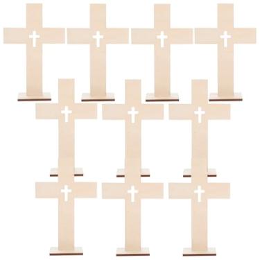 Imagem de NUOBESTY 10 peças de decoração de cruz de madeira para casa superfície lisa estatueta cruz natural rústica artesanato decorativo para sala de estar, quarto, sala de jantar e mais