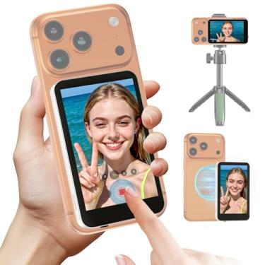 Imagem de AorPixun Monitor de selfie, tela sensível ao toque, câmera traseira sem fio 4K 30fps para iPhone e Android, tela magnética forte para selfie de 10 polegadas com bateria de 3000 mAh e alto-falante