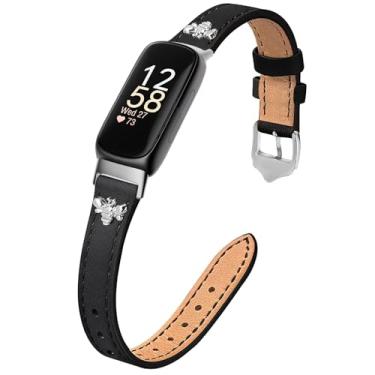 Imagem de Pulseiras de couro finas compatíveis com Fitbit Inspire 3, berloques, design feminino para Fitbit Inspire 2/1