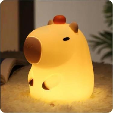 Imagem de Luminária de Silicone Capivara Capybara - Luz Noturna LED Recarregável USB Decoração Quarto - Night Light PREMIUM