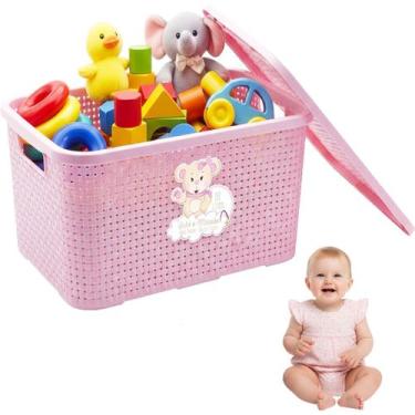 Imagem de Caixa Infantil 18L Bebê Mamãe Organizadora Rosa Resistente - Monte Líb