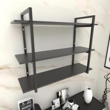 Imagem de Prateleira industrial com três níveis cor preto 68x30x90 - E-nichos