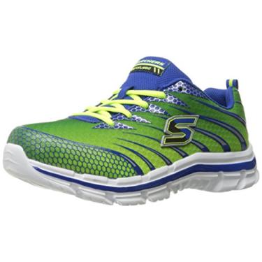 Imagem de Skechers Tênis de corrida infantil unissex Skechers 95340, Limão/Azul, 12 Little Kid