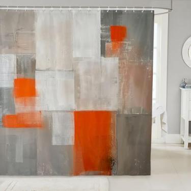 Imagem de jejeloiu Cortinas de chuveiro abstratas laranja ombré cortina de banheiro para crianças mulheres homens arte moderna acessórios de banheiro tecido de poliéster impermeável de luxo para barracas
