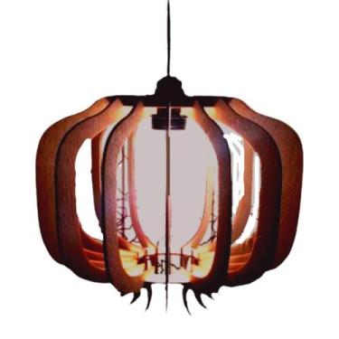 Imagem de Luminária Teto tipo Pendente SAFIRA MDF - Completa - Cor: Marrom - LEN