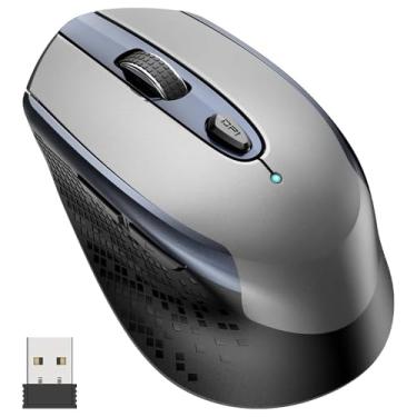 Imagem de Mouse sem fio, mouse ergonômico, mouse óptico silencioso de 2,4 G com receptor USB, silencioso, 6 botões e 3 DPI ajustáveis, compatível com laptop, notebook, MacBook, computador, desktop, Mac, PC