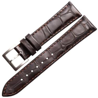 Imagem de XLCZMYL Pulseiras de relógio de couro feitas à mão de 18 mm, 19 mm, 20 mm, 22 mm, marrom claro, preto e marrom, 22 mm