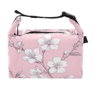 Imagem de STAYTOP Linda lancheira de flores de cerejeira com fivela de alça, lancheira isolada para meninos e meninas, lancheira térmica para trabalho escolar