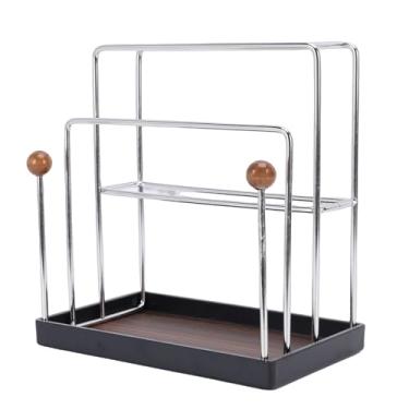 Imagem de GOTOTOP Cremalheira de Placa de Corte de Aço Inoxidável, Organizador 6 a 8 Slots de Corte e Bandeja de Secagem para Armazenamento de Bancada de Cozinha e Economia de Espaço (Área de trabalho)