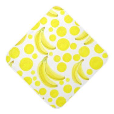 Imagem de Burbuja Toalha de banho de bebê com banana amarela - Toalha com capuz de musselina macia e absorvente para recém-nascidos e bebês, 76 x 76 cm