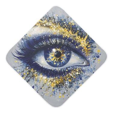 Imagem de STAYTOP Lindas toalhas de bebê com capuz de musselina de olhos azuis dourados, toalha de banho super macia, toalhas de banho absorventes para banho recém-nascido unissex 76 x 76 cm