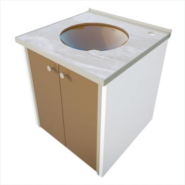 Imagem de Gabinete Para Banheiro com Cuba e Válvula Cromada, Cris Fênix Marmo - Cris Metal (42cm)