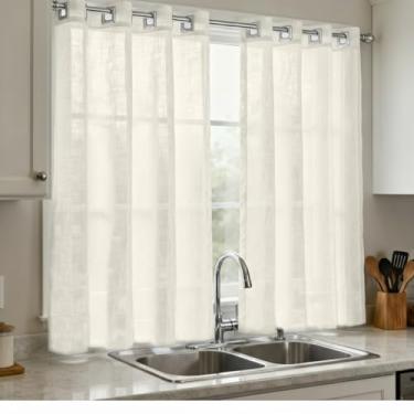 Imagem de Cortina Voil Gaze De Linho Palha 2,80x1,40 Cozinha Alto Padrão