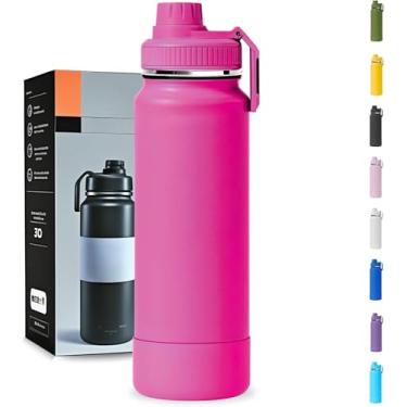 Imagem de Garrafa Térmica 1 Litro - Duplamente Isolada a Vácuo, Base Emborrachada Anti Derrapante, Mantém Bebidas Quentes por 12 Horas e Geladas por 24 Horas (Rosa Phink Slin)