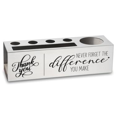 Imagem de Porta-lápis de mesa Thank You para professor, enfermeira, colega de trabalho, mentor, organizador de escritório de aço inoxidável com citação inspiradora, presente de agradecimento para mulheres e